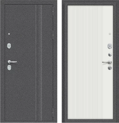 Дверь Браво Север-9 Вертикаль Антик Серебряный/Белый