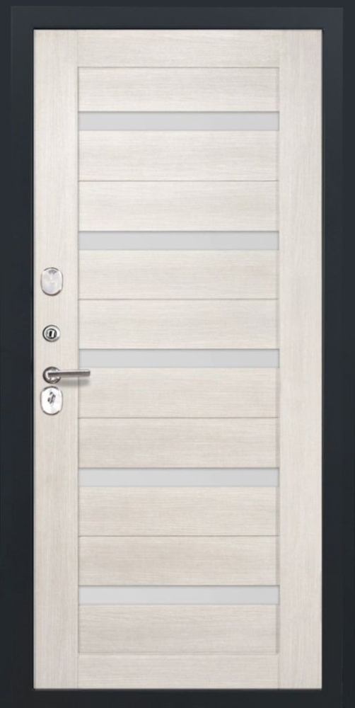 Входная дверь ДвериПРО L-Термо серебро СБ-1 (ст. белое, 16мм, беленый дуб) DPRO195820 внутренняя сторона